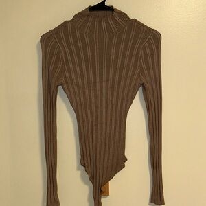 A&F Brown Ribbed Sweater Bodysuit